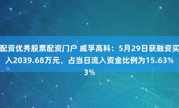 配资优秀股票配资门户 威孚高科：5月29日获融资买入2039.68万元，占当日流入资金比例为15.63%